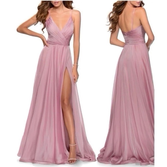 La Femme Dresses & Skirts - La Femme Chiffon Ballgown Mauve Maxi Dress